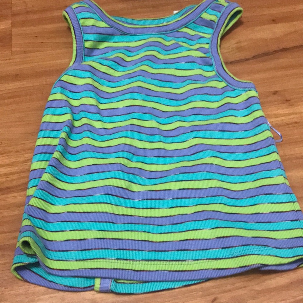 Purple blue green striped tank top Anthropologie